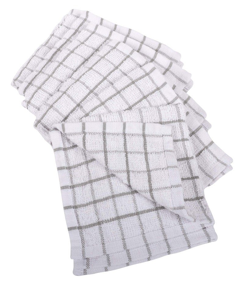KAF Home Pantry 100% Cotton Checkered Grid Dish Cloths | Set of 6, 12 x 12 Inches | Absorbent and Machine Washable | Perfect for Cleaning Counters, and Any Household Spills - Gray - Image 2